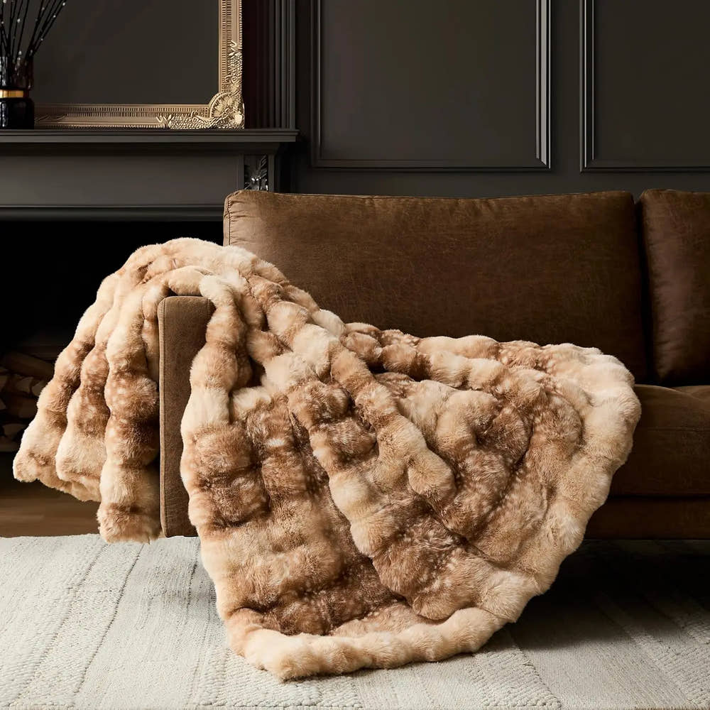 Deer Fawn bubble-textured throw blanket