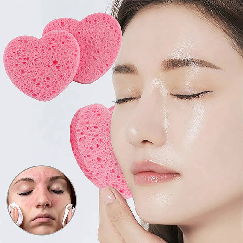 Heart Natural Wood Pulp Makeup Remover Sponge - SweeTee Beauty leak-proof panties