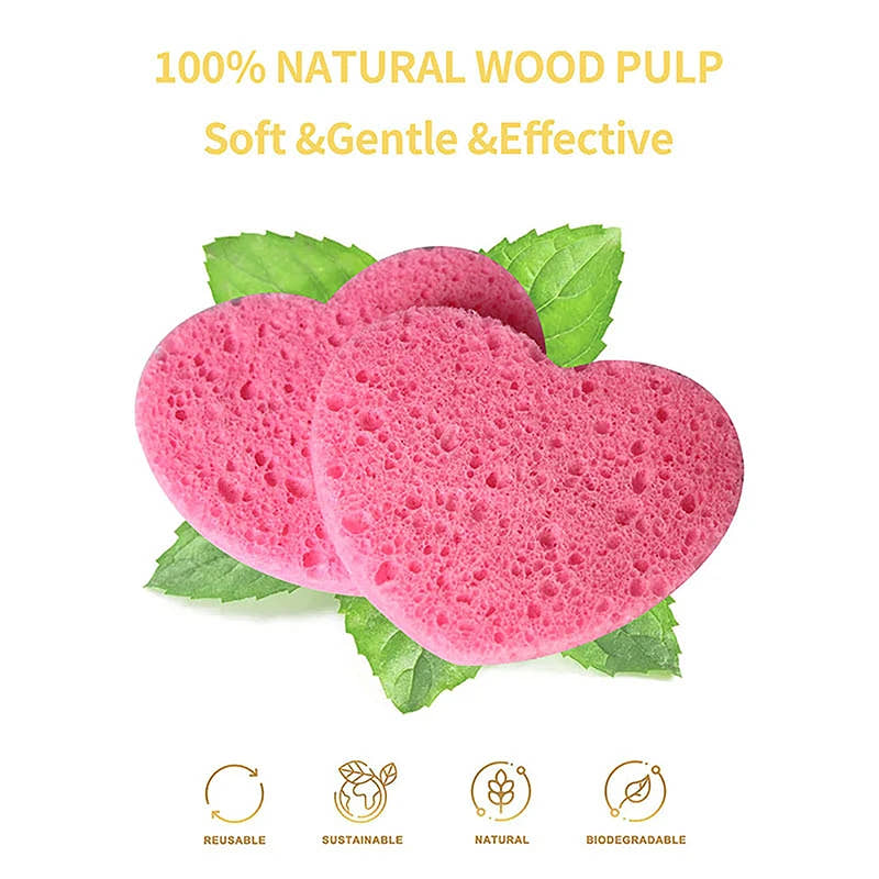 Heart Natural Wood Pulp Makeup Remover Sponge - SweeTee Beauty leak-proof panties