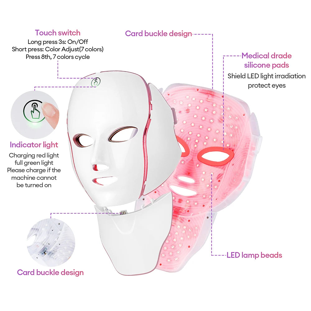 BoxFace 7 Color LED Face/Neck Beauty Mask