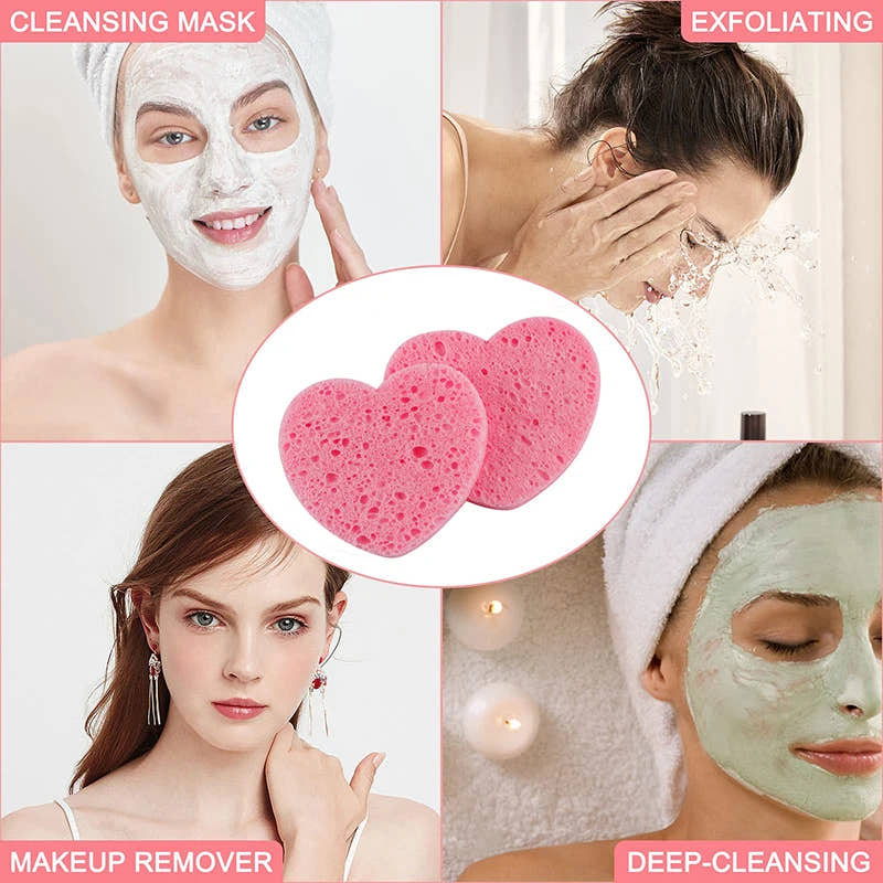 Heart Natural Wood Pulp Makeup Remover Sponge - SweeTee Beauty leak-proof panties